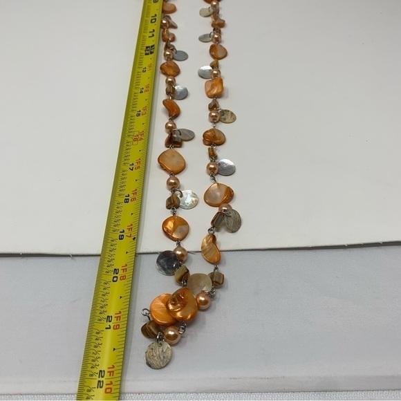 Orange Shell Beaded Long Stranded Necklace - Picture 7 of 7